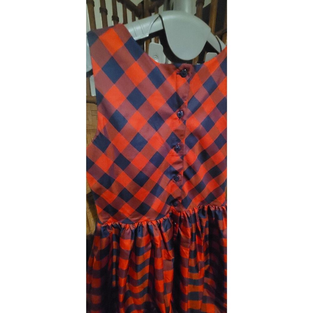 Cat & Jack Girls XL 16/18 Taffeta Holiday Dress Red Navy Blue Plaid Check Tulle - Picture 6 of 8